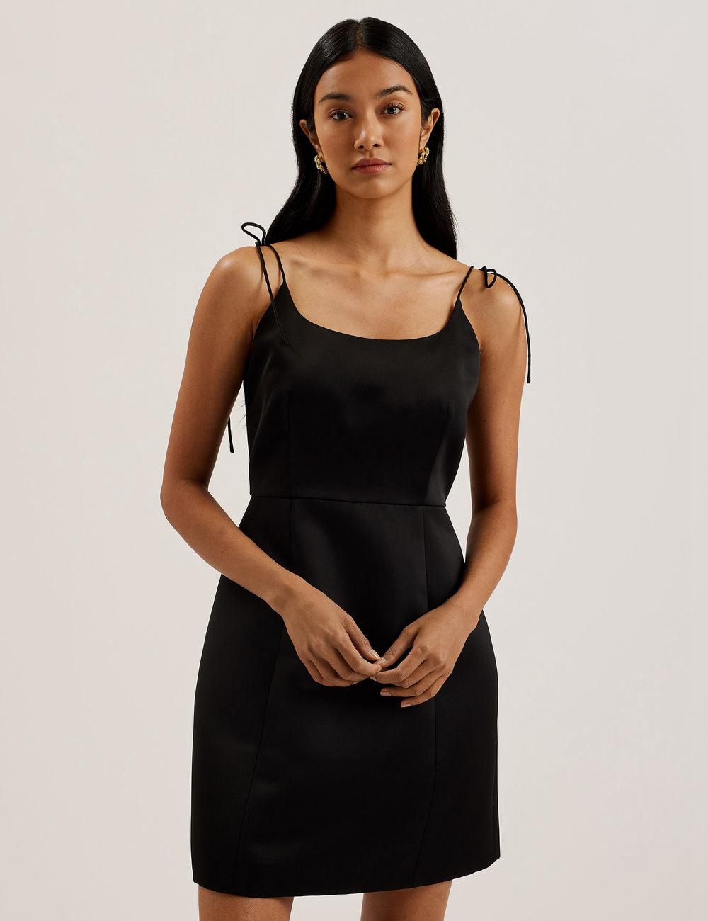 Black Ted Baker KAVALA - Strap Square Neck Women Mini Dresses | SG  5713-XWFBJ