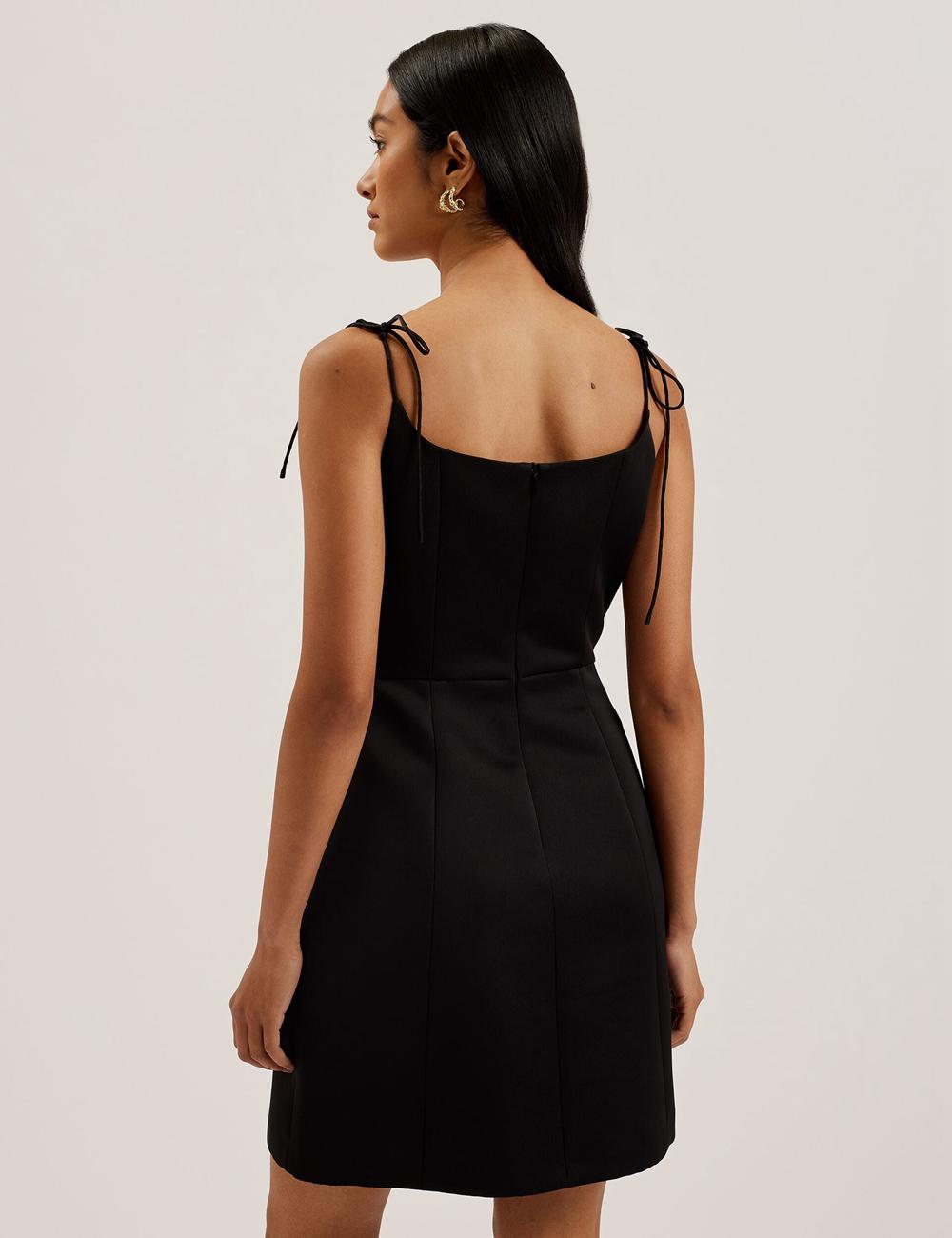 Black Ted Baker KAVALA - Strap Square Neck Women Mini Dresses | SG  5713-XWFBJ