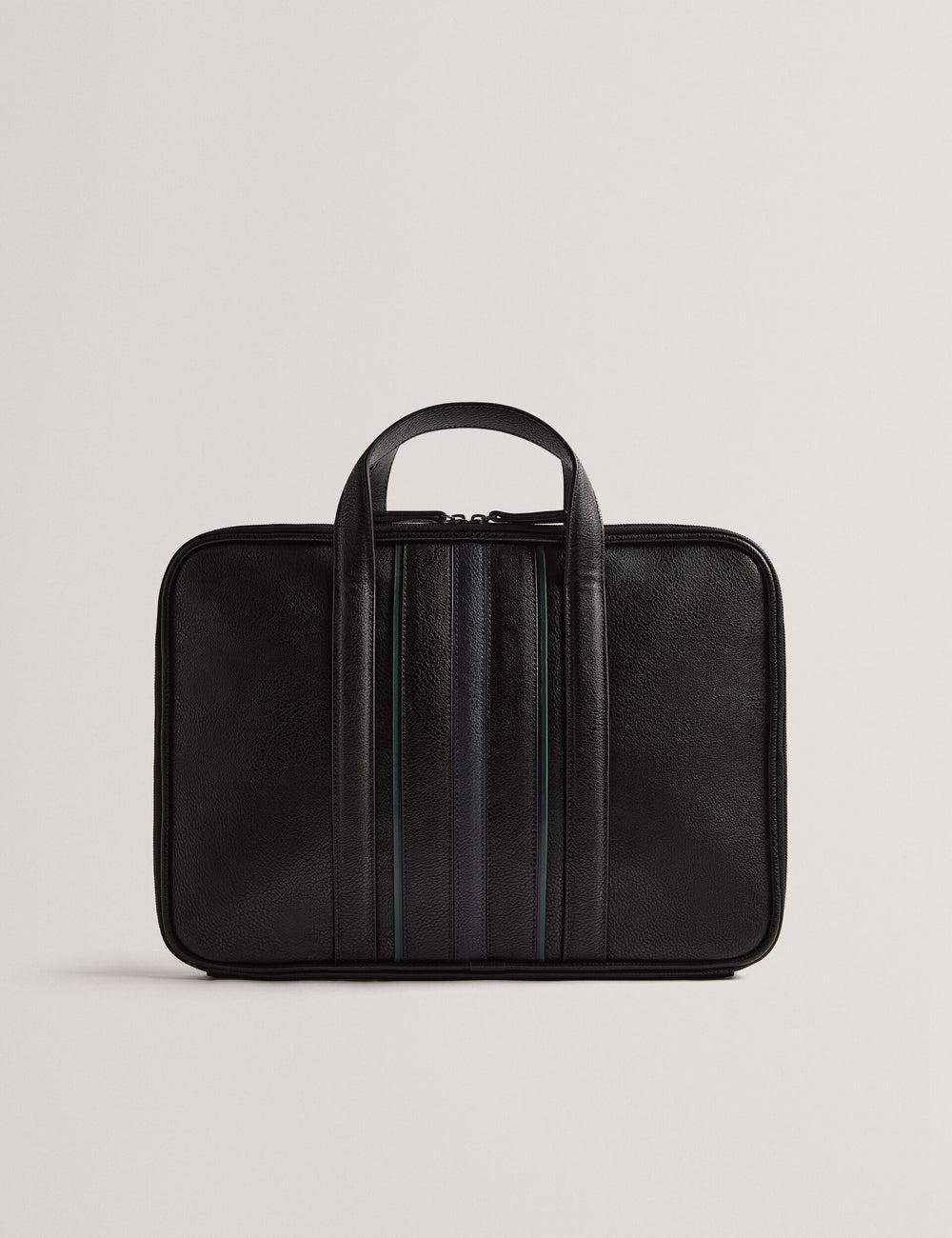 Black Ted Baker KEDRIK - Stripe Detail Faux Leather Men Document Bags | SG  8751-VLXND