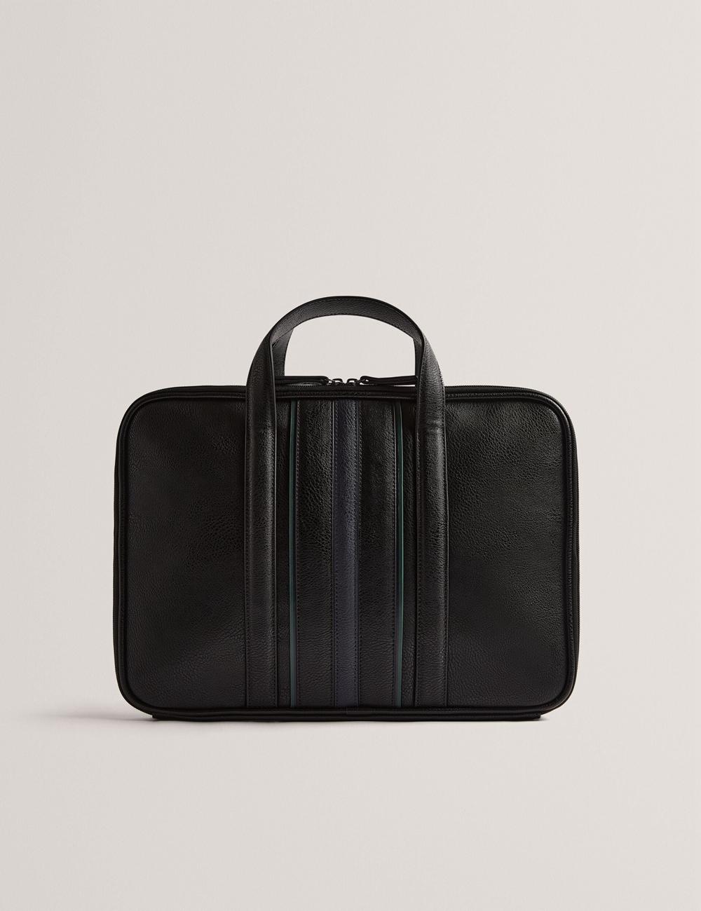 Black Ted Baker KEDRIK - Stripe Detail Faux Leather Men Document Bags | SG  8751-VLXND