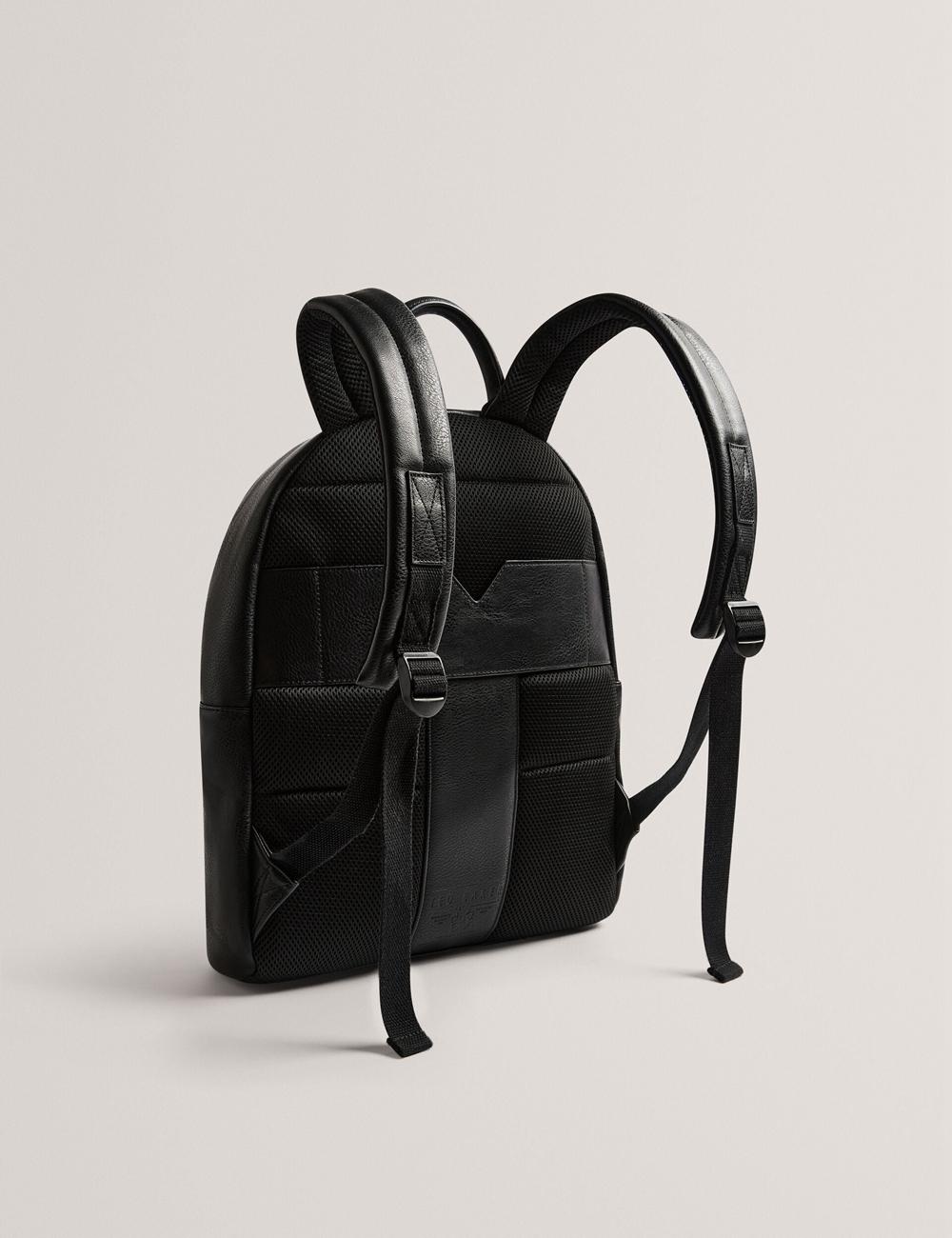 Black Ted Baker KEIIGAN - Striped Panel PU Reporter Men Backpacks | SG  7140-MXVCH