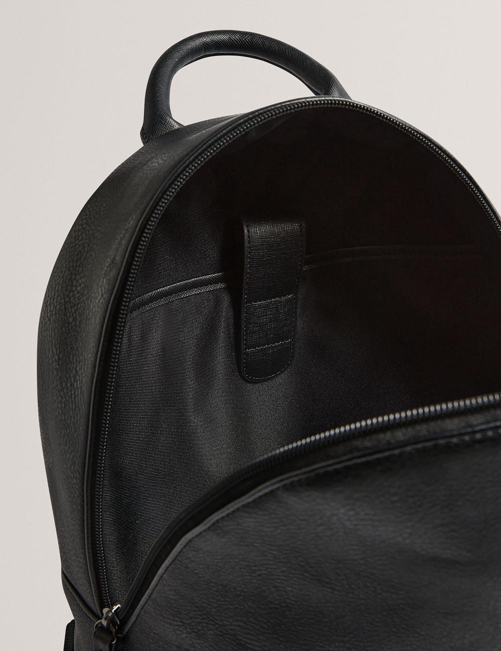 Black Ted Baker KEIIGAN - Striped Panel PU Reporter Men Backpacks | SG  7140-MXVCH