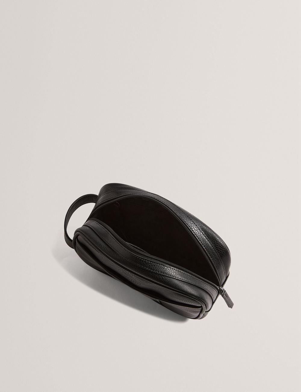 Black Ted Baker KEILAB - Faux Leather Striped Panel Men Wash Bags | SG  2709-ICMZO
