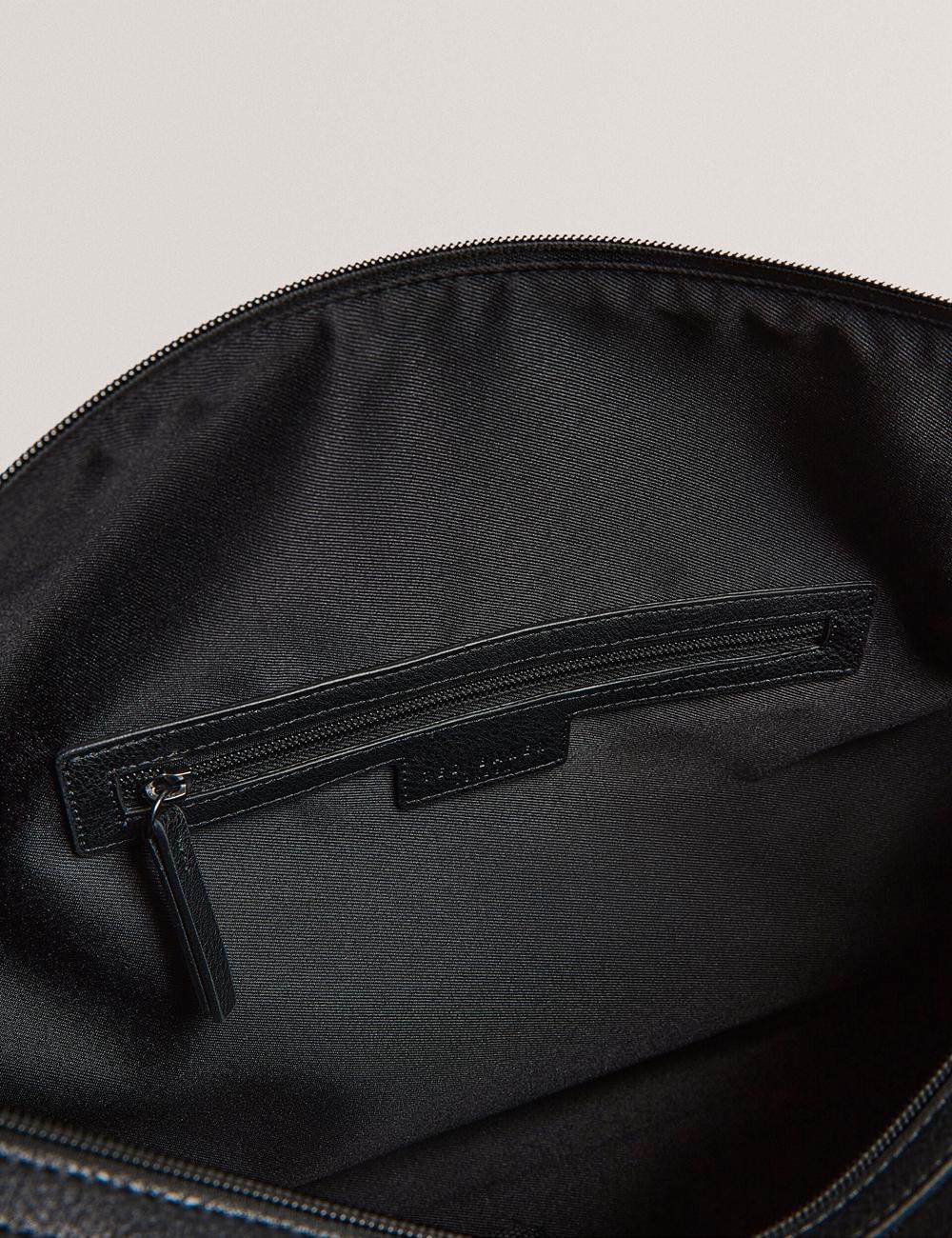 Black Ted Baker KELVIN - Striped Panel Faux Leather Men Holdall Bags | SG  6281-HTNEM