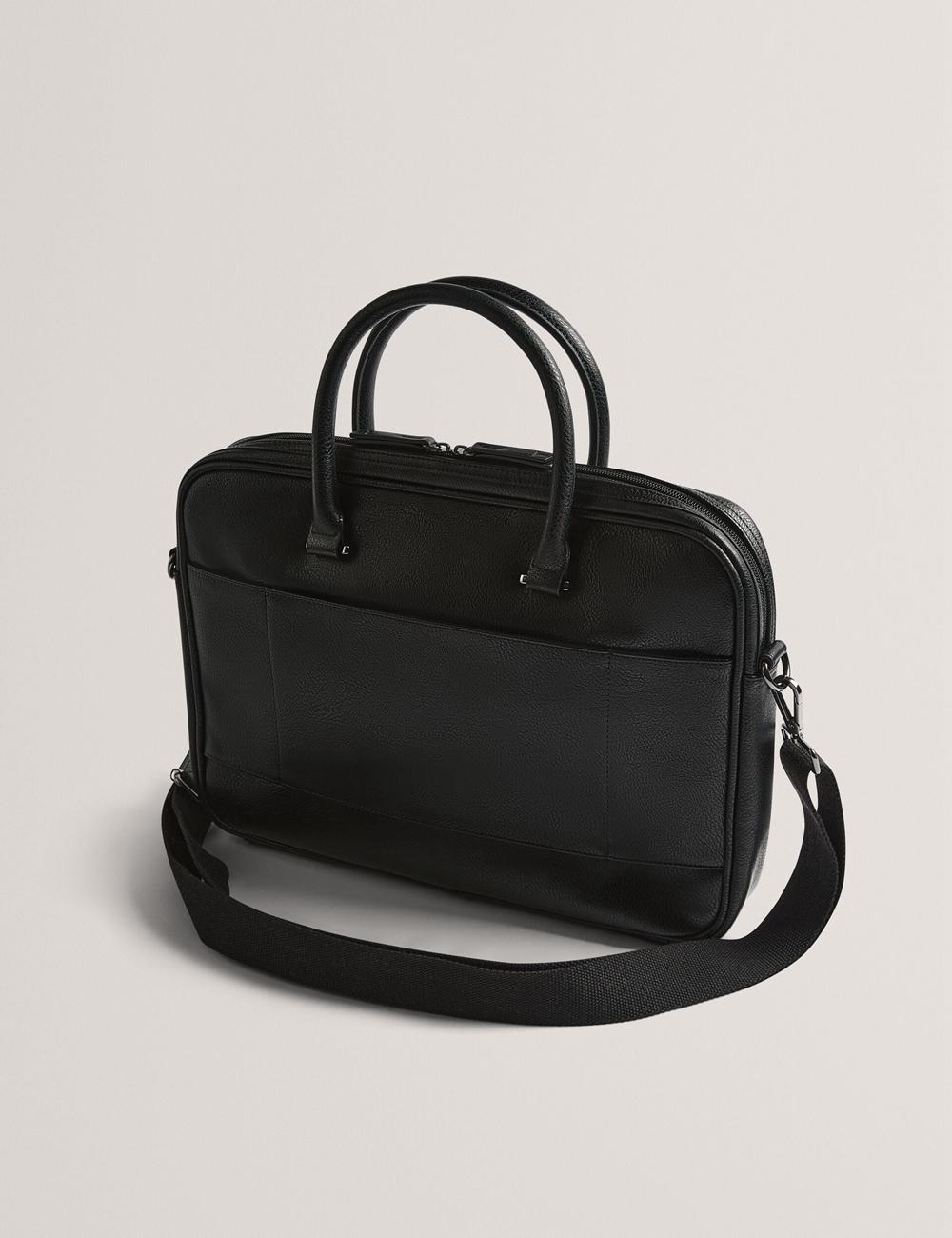 Black Ted Baker KENRIIK - Faux Leather Striped Panel Men Document Bags | SG  6291-NGFBT