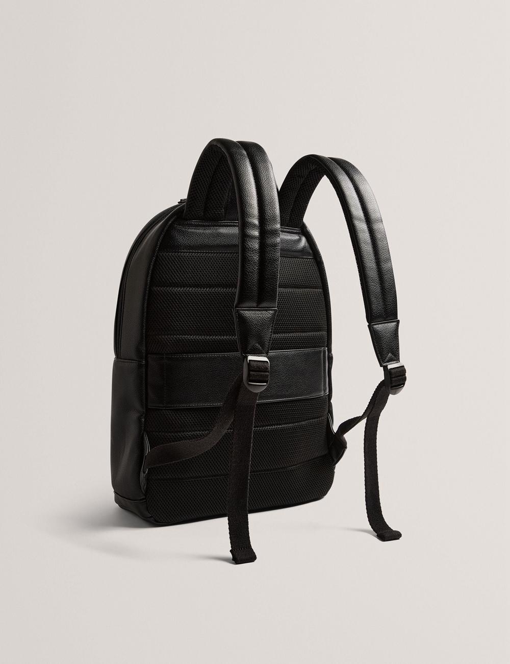 Black Ted Baker KEVIIN - Faux Leather Striped Panel Men Backpacks | SG  2714-TIWBA