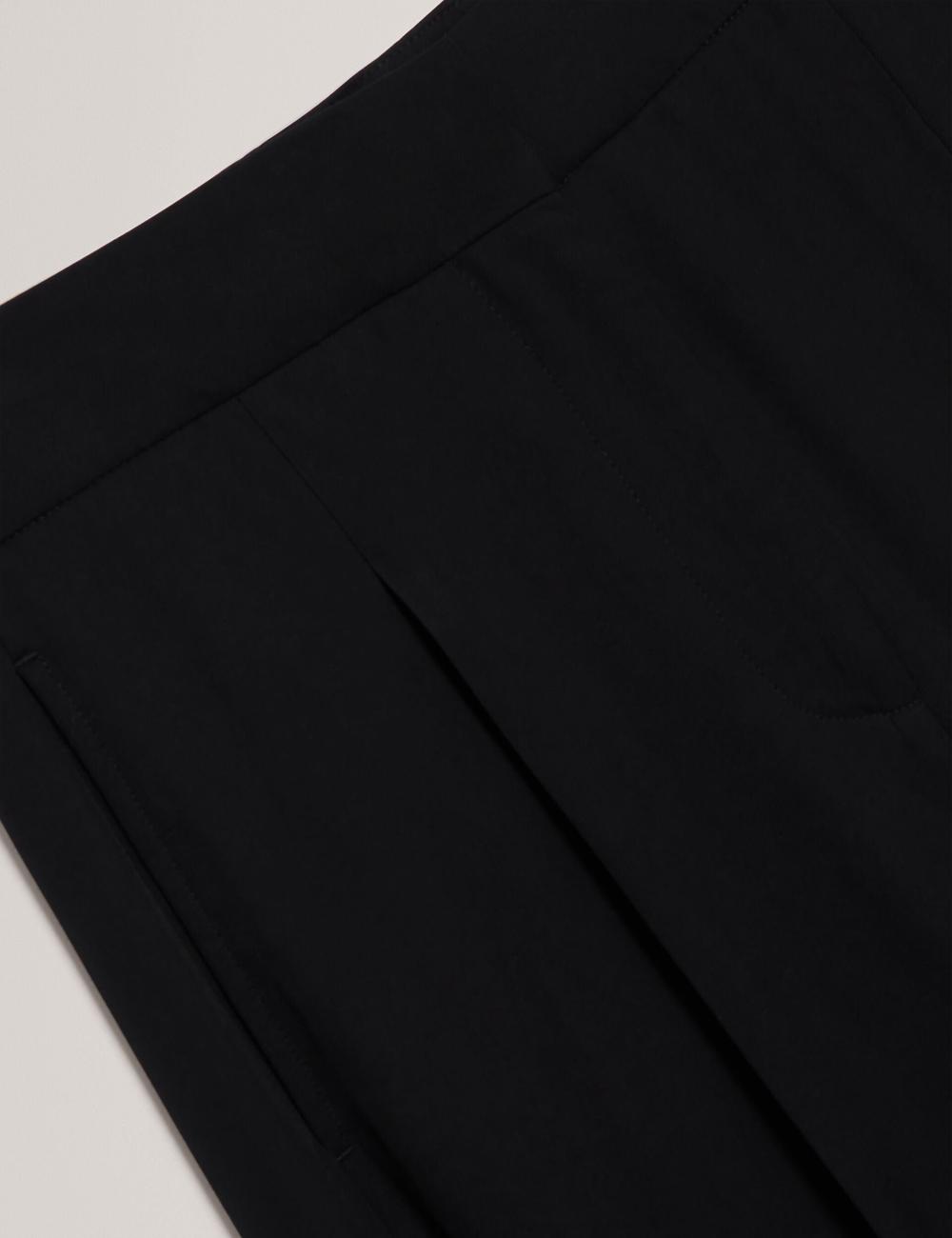 Black Ted Baker KIOLLI - Wool Blend Barrel Leg Tailored Women Trousers | SG  1680-BMJKL