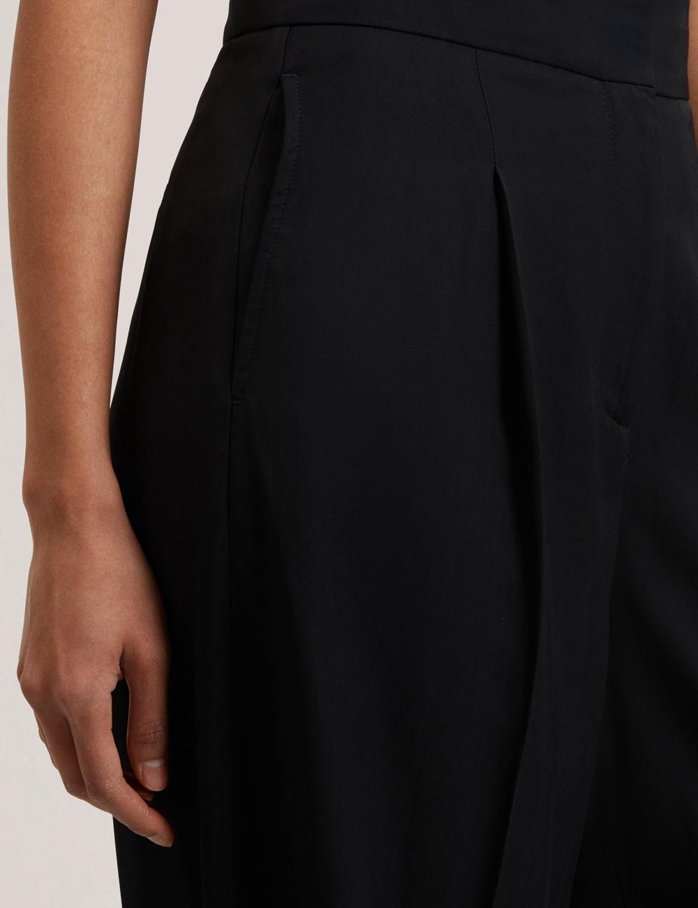 Black Ted Baker KIOLLI - Wool Blend Barrel Leg Tailored Women Trousers | SG  1680-BMJKL