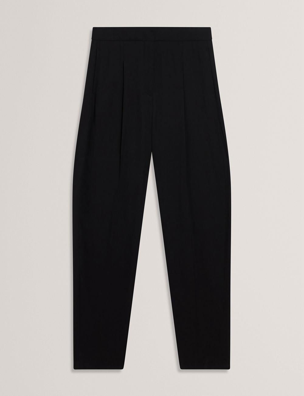 Black Ted Baker KIOLLI - Wool Blend Barrel Leg Tailored Women Trousers | SG  1680-BMJKL