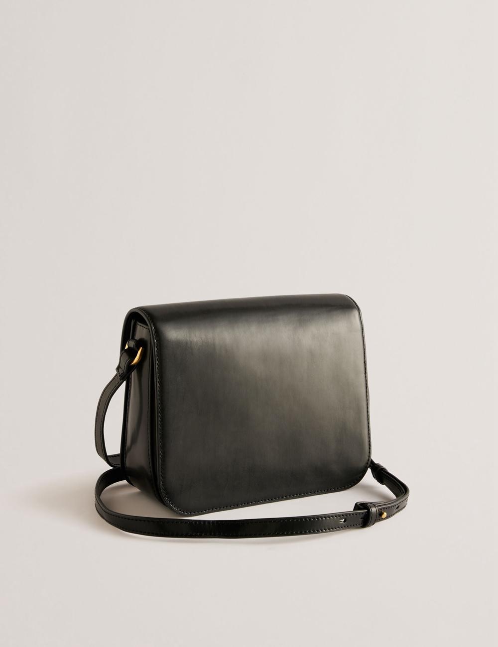 Black Ted Baker KKAYLI - Polished Leather Crossbody Satchel Women Satchel Bags | SG  7053-COFZA