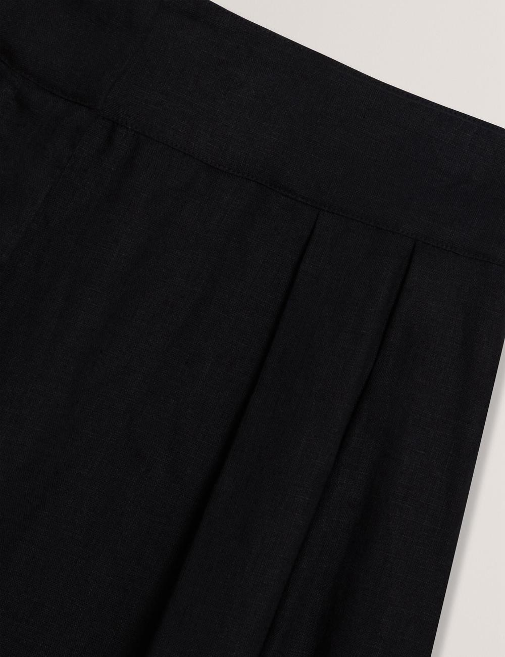 Black Ted Baker KYFAAT - Pure Linen Tailored Wide Leg Women Trousers | SG  7581-HUDWX