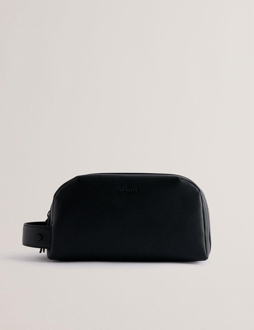 Black Ted Baker LANIIS - Grained Bonded Leather Men Wash Bags | SG  8321-FGOSD