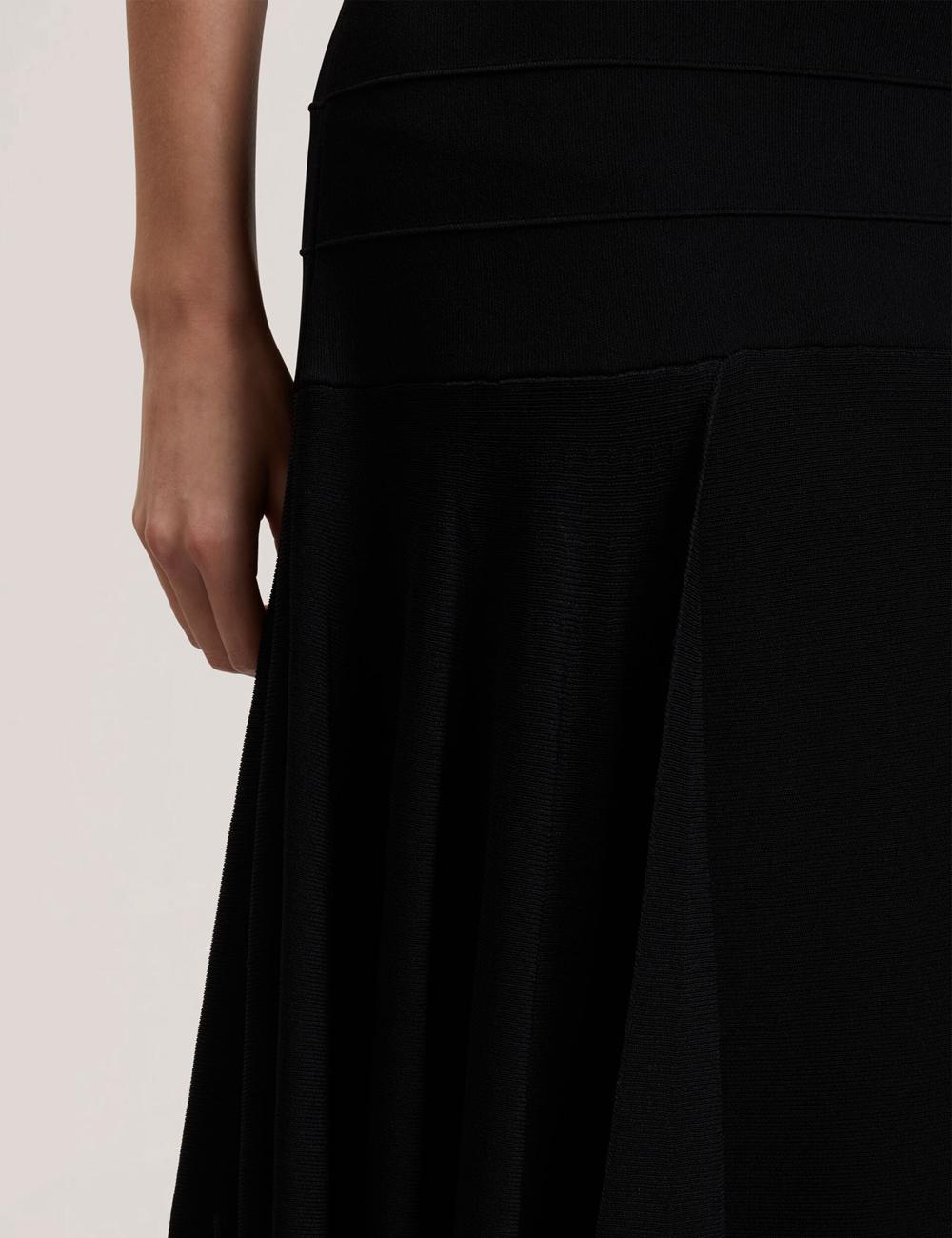 Black Ted Baker LAURRIE - Asymmetric Waterfall Hem Knitted Women Midi Skirts | SG  9436-KRIQW