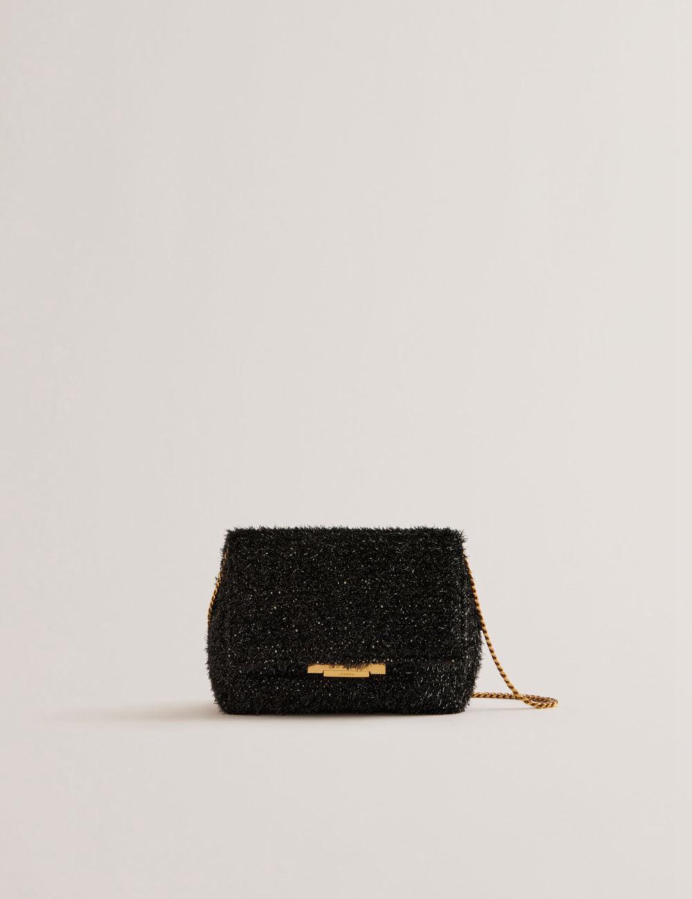 Black Ted Baker LIYLAH - Metallic Tinsel Fold Over Women Crossbody Bags | SG  3580-BMWOC