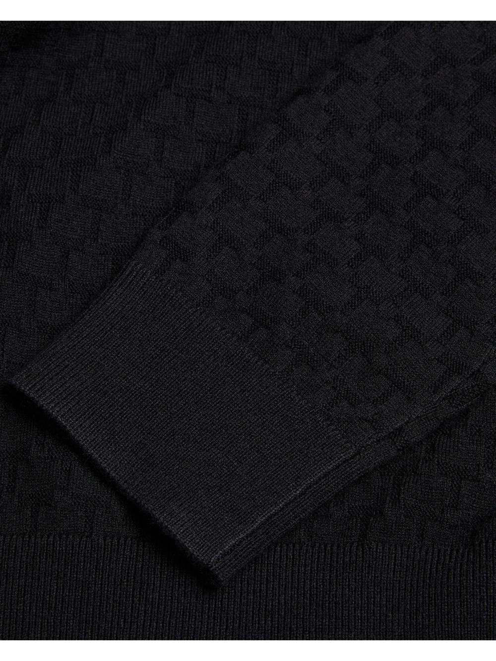 Black Ted Baker LOULAR - Textured T Knit Wool Blend Men Hoodies | SG  3257-BCIPG
