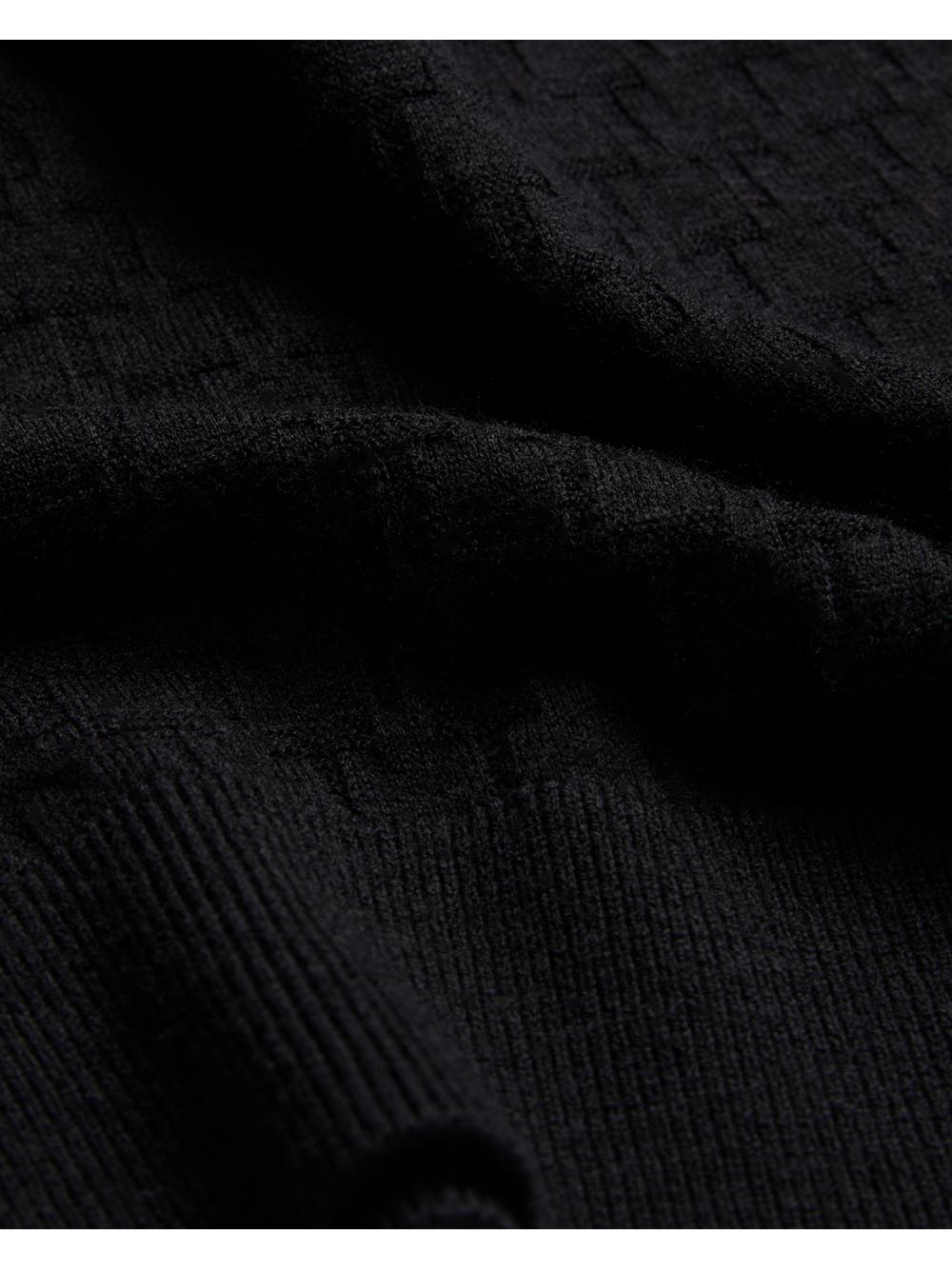 Black Ted Baker LOUNG - Textured T Knit Crew Neck Men Jumpers | SG  6137-AIWGY