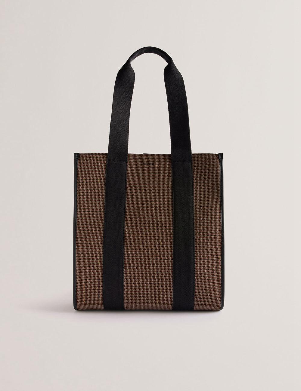 Black Ted Baker MALLICK - Check Wool Blend Tall Men Tote Bags | SG  2160-TVHZW