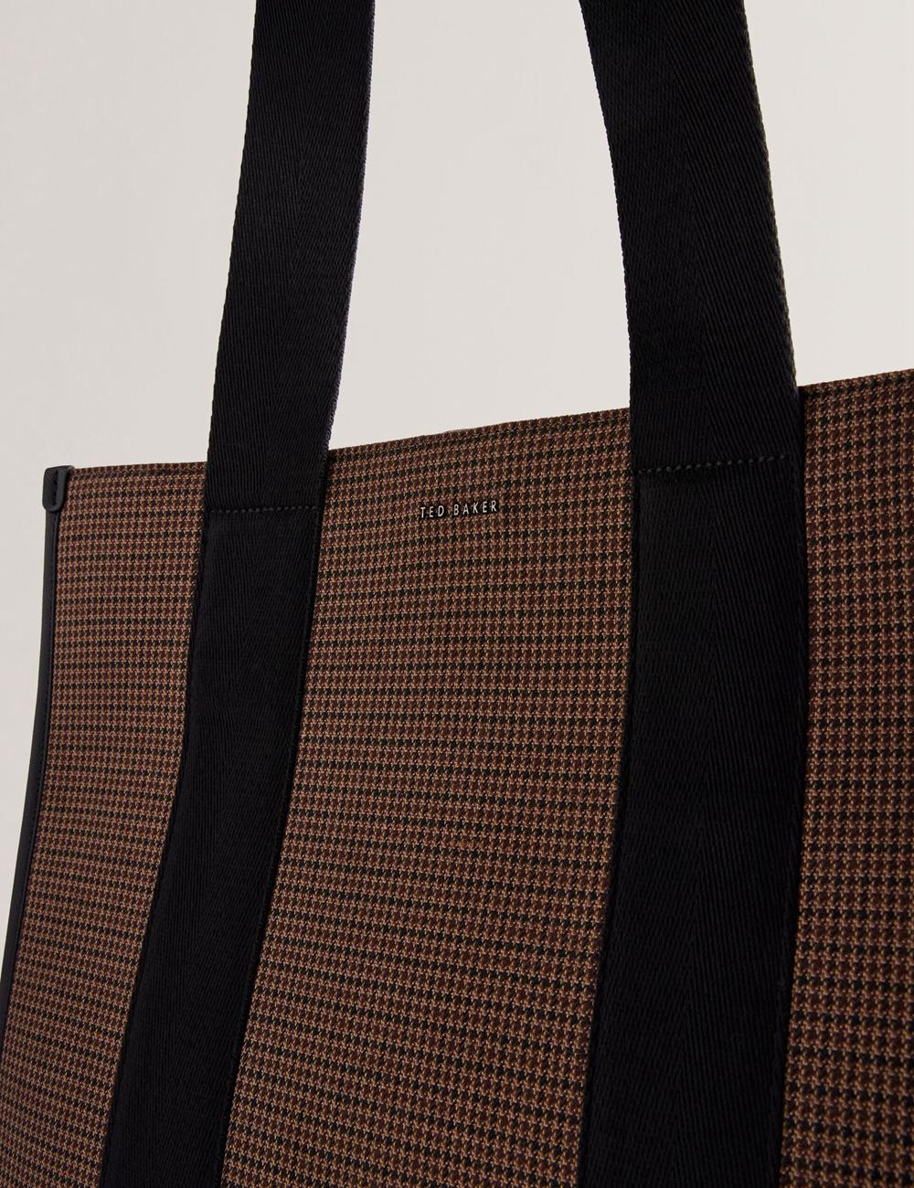 Black Ted Baker MALLICK - Check Wool Blend Tall Men Tote Bags | SG  2160-TVHZW