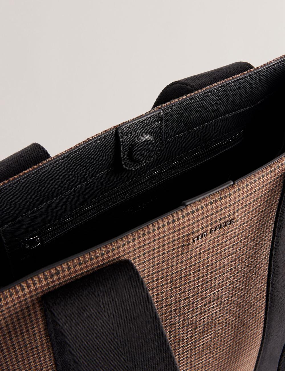 Black Ted Baker MALLICK - Check Wool Blend Tall Men Tote Bags | SG  2160-TVHZW