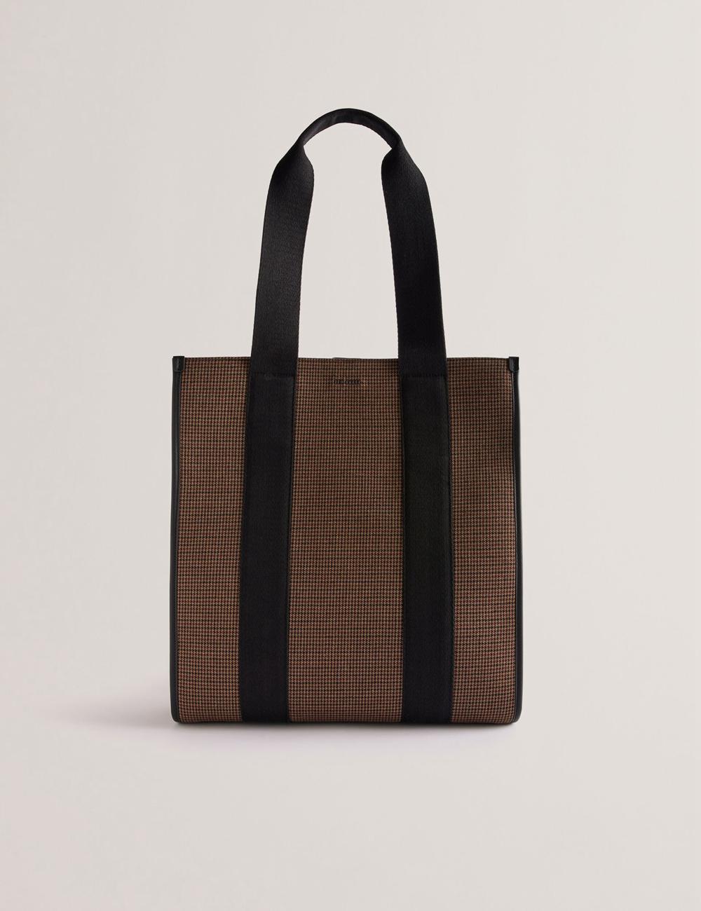 Black Ted Baker MALLICK - Check Wool Blend Tall Men Tote Bags | SG  2160-TVHZW