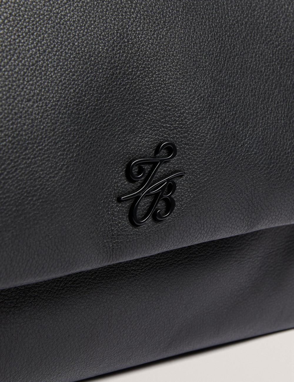 Black Ted Baker MARGOU - Padded Leather Large Fold Over Women Shoulder Bags | SG  9056-ZTKUF