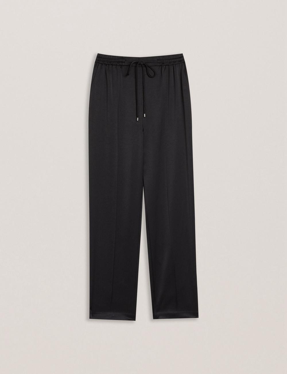 Black Ted Baker NATORI - Satin Elasticated Waist Tapered Women Joggers | SG  1689-BMPVX