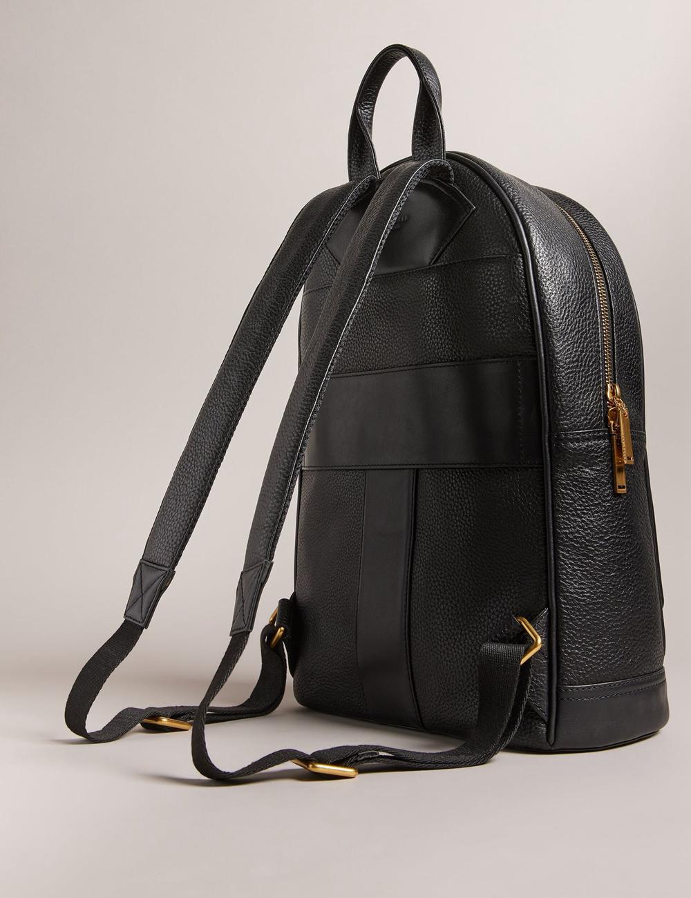 Black Ted Baker NISHAY - Leather Zip Pocket Laptop Women Backpacks | SG  8941-CHMLZ