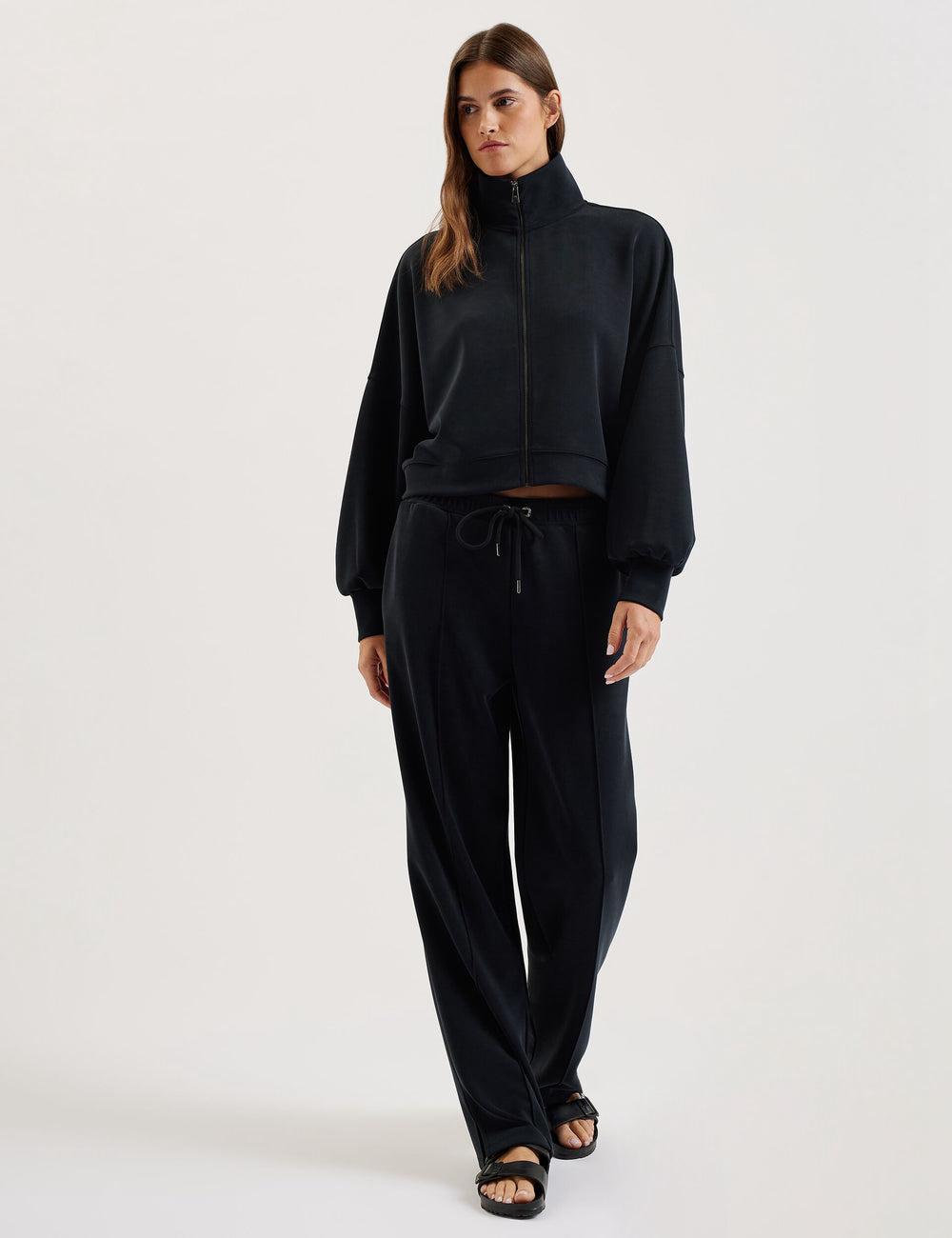 Black Ted Baker NOWELLL - Straight Leg Joggers With Split Hem Women Joggers | SG  7540-SNVIE