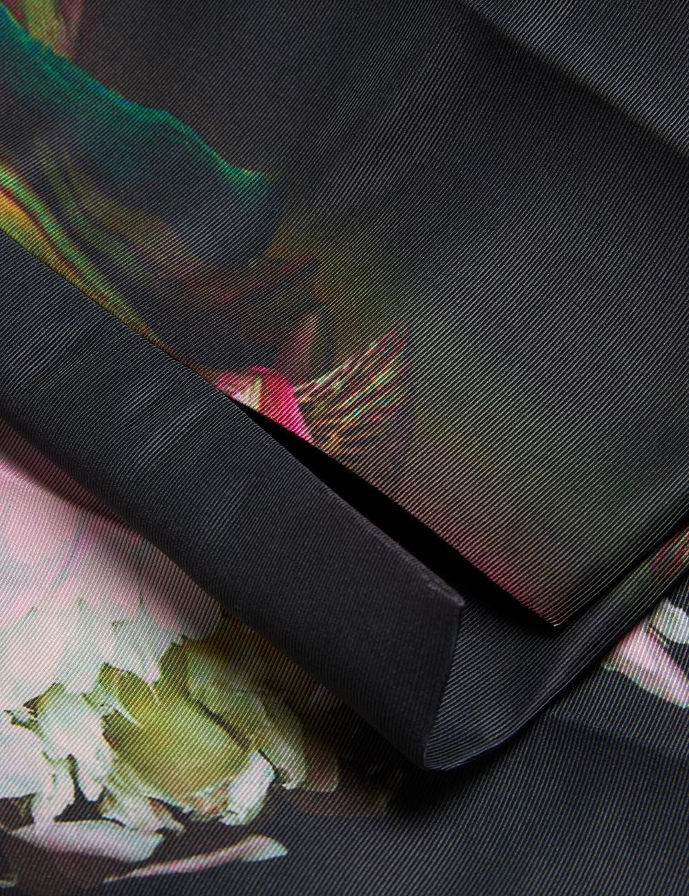 Black Ted Baker OKUNIT - Tapered Leg Floral Print Tailored Women Trousers | SG  6280-GBDLH