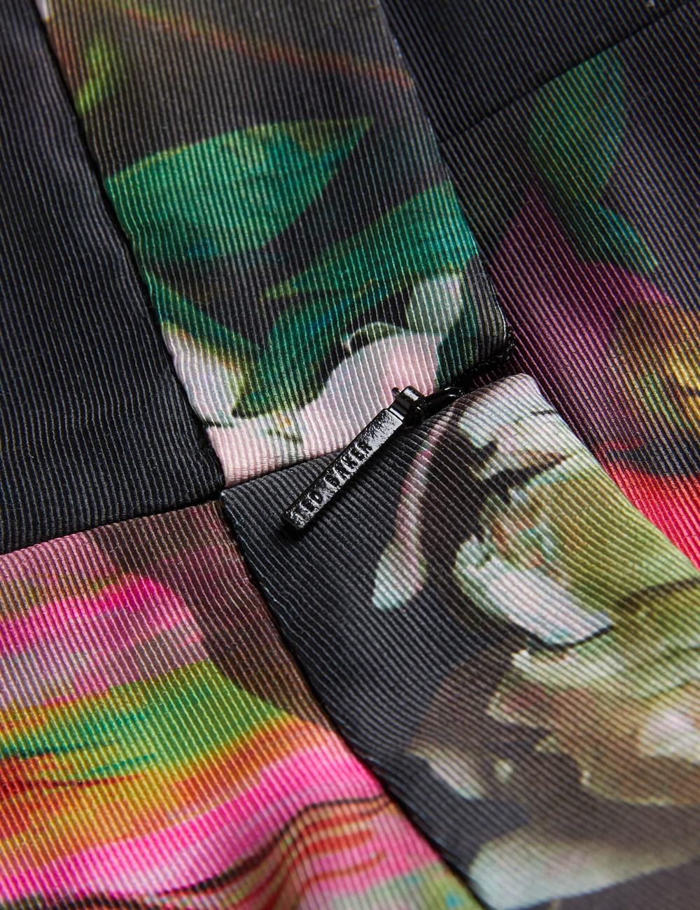 Black Ted Baker OKUNIT - Tapered Leg Floral Print Tailored Women Trousers | SG  6280-GBDLH