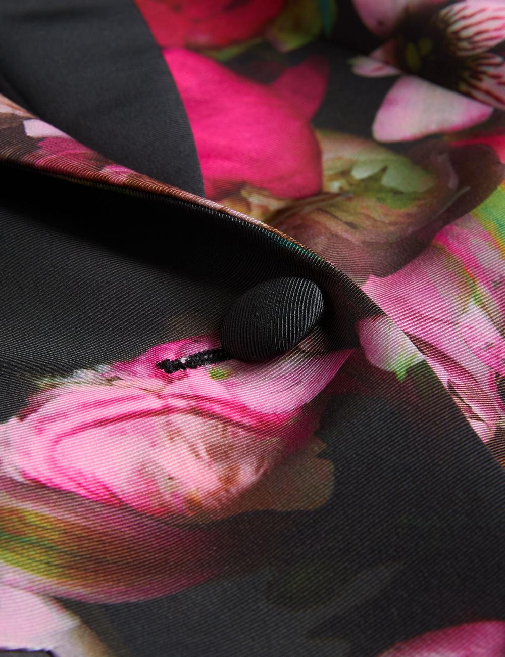 Black Ted Baker OKUNI - Fitted Floral Print Tailored Women Blazers | SG  4316-QMVRJ