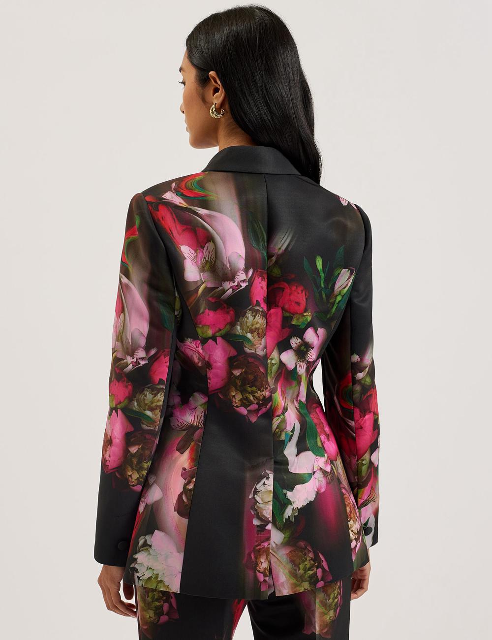 Black Ted Baker OKUNI - Fitted Floral Print Tailored Women Blazers | SG  4316-QMVRJ