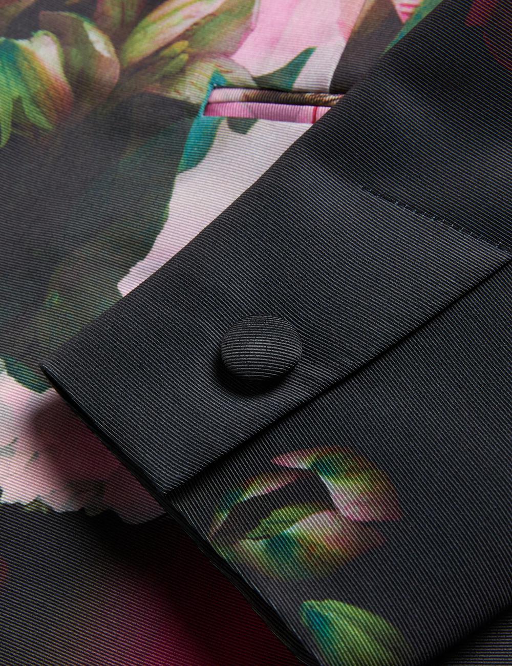 Black Ted Baker OKUNI - Fitted Floral Print Tailored Women Blazers | SG  4316-QMVRJ