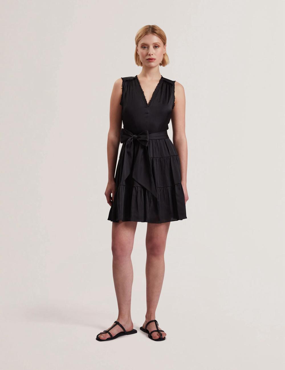 Black Ted Baker OTIANA - Sleeveless Waistred Women Mini Dresses | SG  7428-VKCQT