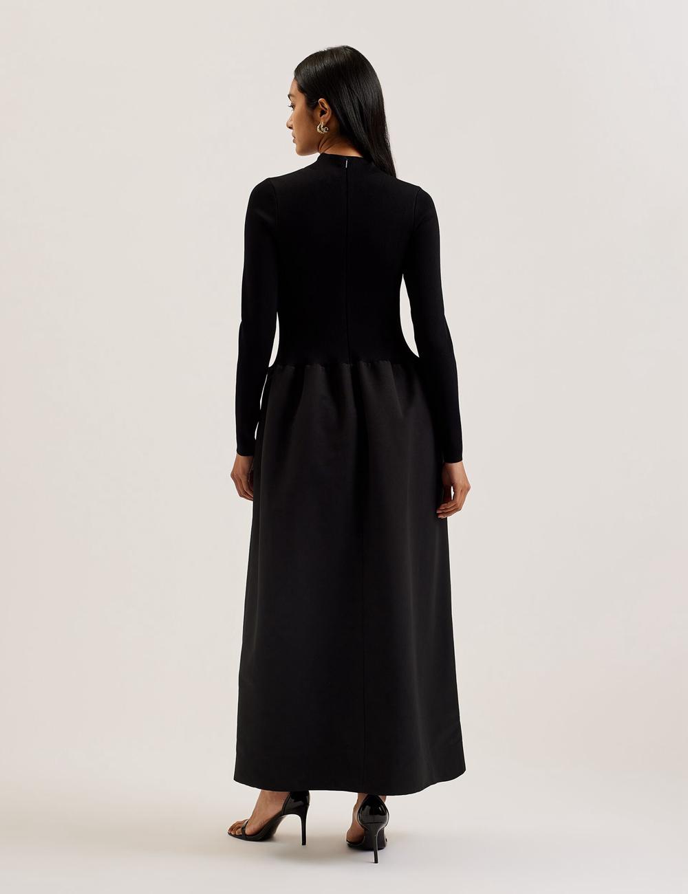 Black Ted Baker PYLIA - Structured With Knitted Bodice Women Maxi Dresses | SG  7164-DLIXR