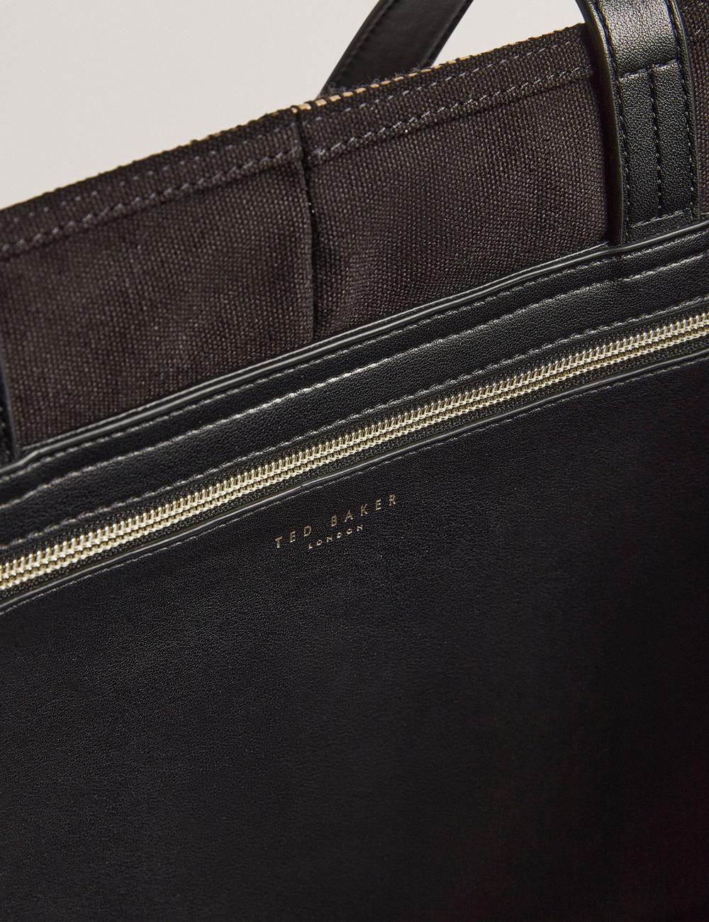 Black Ted Baker RAFIYA - Woven Colour Block Folding Shopper Women Shopper Bags | SG  2759-KQBLU