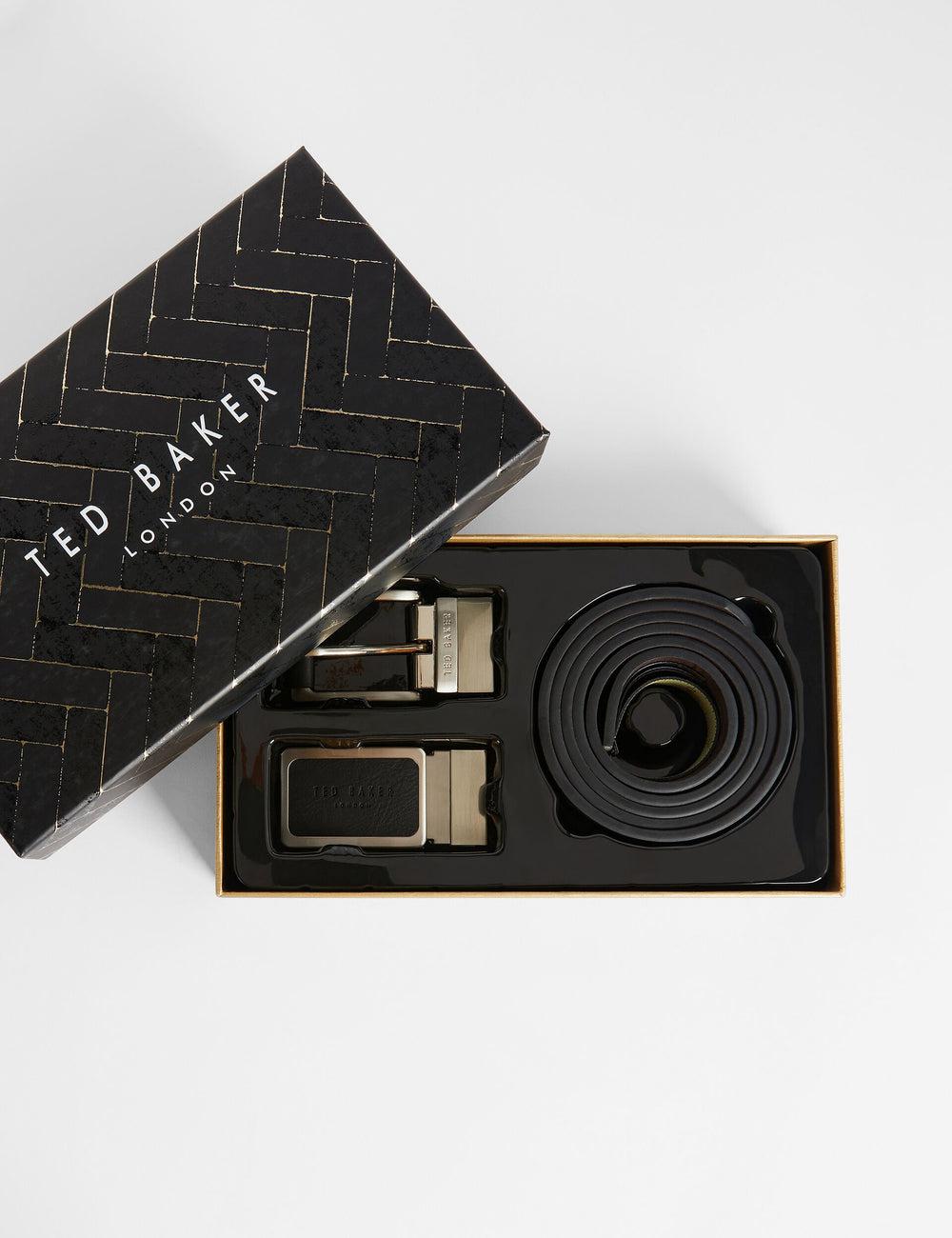 Black Ted Baker RATE - Faux Leather Belt Gift Set Men Belts | SG  9071-KIGRX