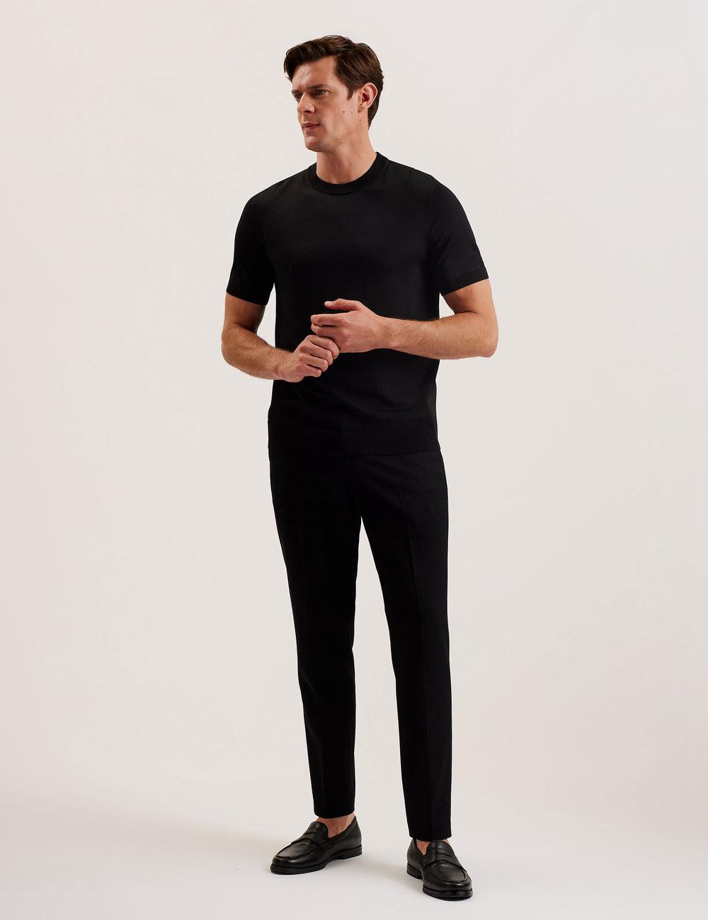Black Ted Baker REYON - Rayon Crew Neck Short Sleeve Men T-Shirts | SG  7635-HXDGE