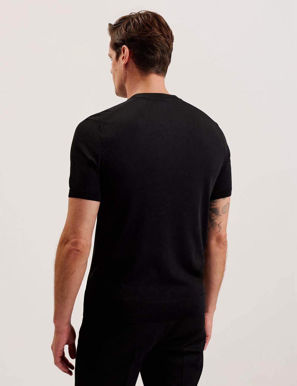 Black Ted Baker REYON - Rayon Crew Neck Short Sleeve Men T-Shirts | SG  7635-HXDGE