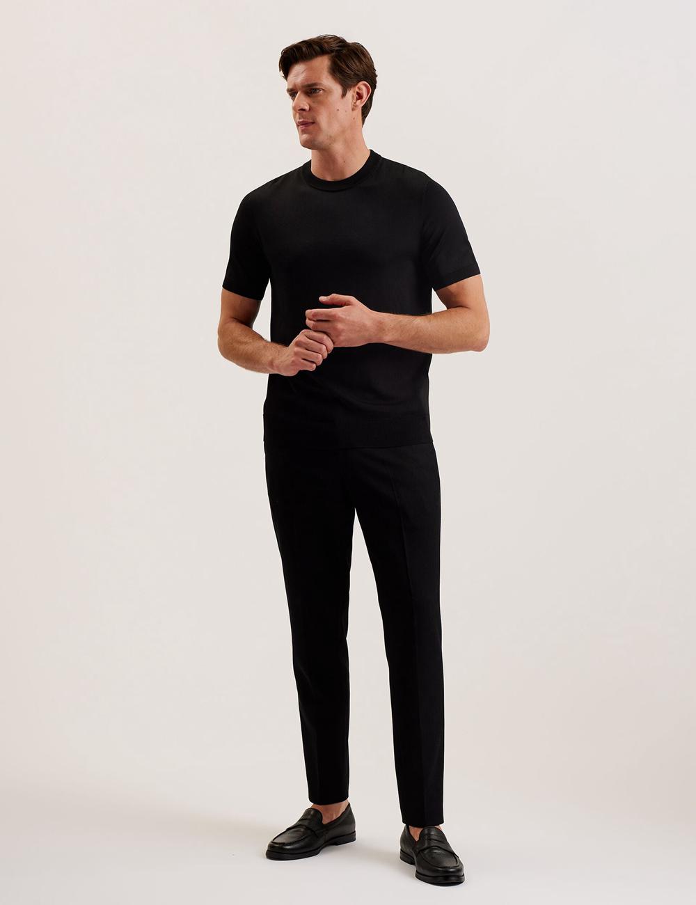 Black Ted Baker REYON - Rayon Crew Neck Short Sleeve Men T-Shirts | SG  7635-HXDGE