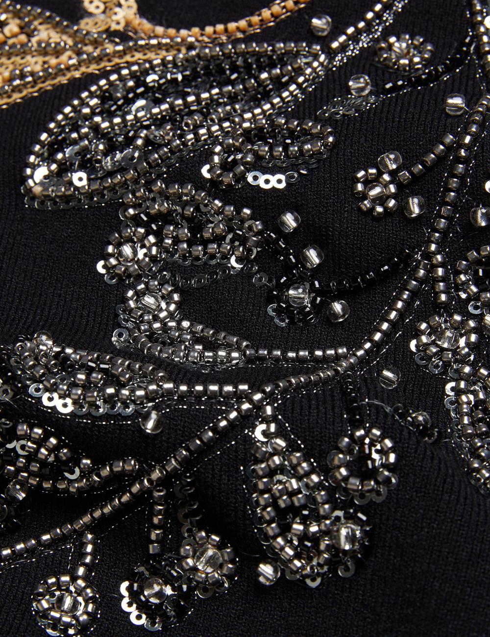 Black Ted Baker ROSMRRY - Embellished Floral Detail Knitted Women Jumpers | SG  3842-TZWJY