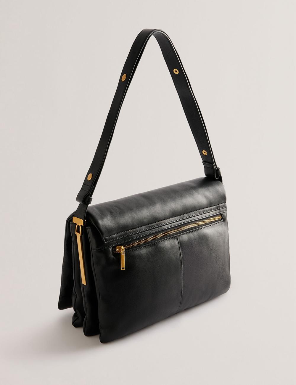 Black Ted Baker SAMILLA - Large Puffy Leather With Lock Women Shoulder Bags | SG  8250-WTCHO