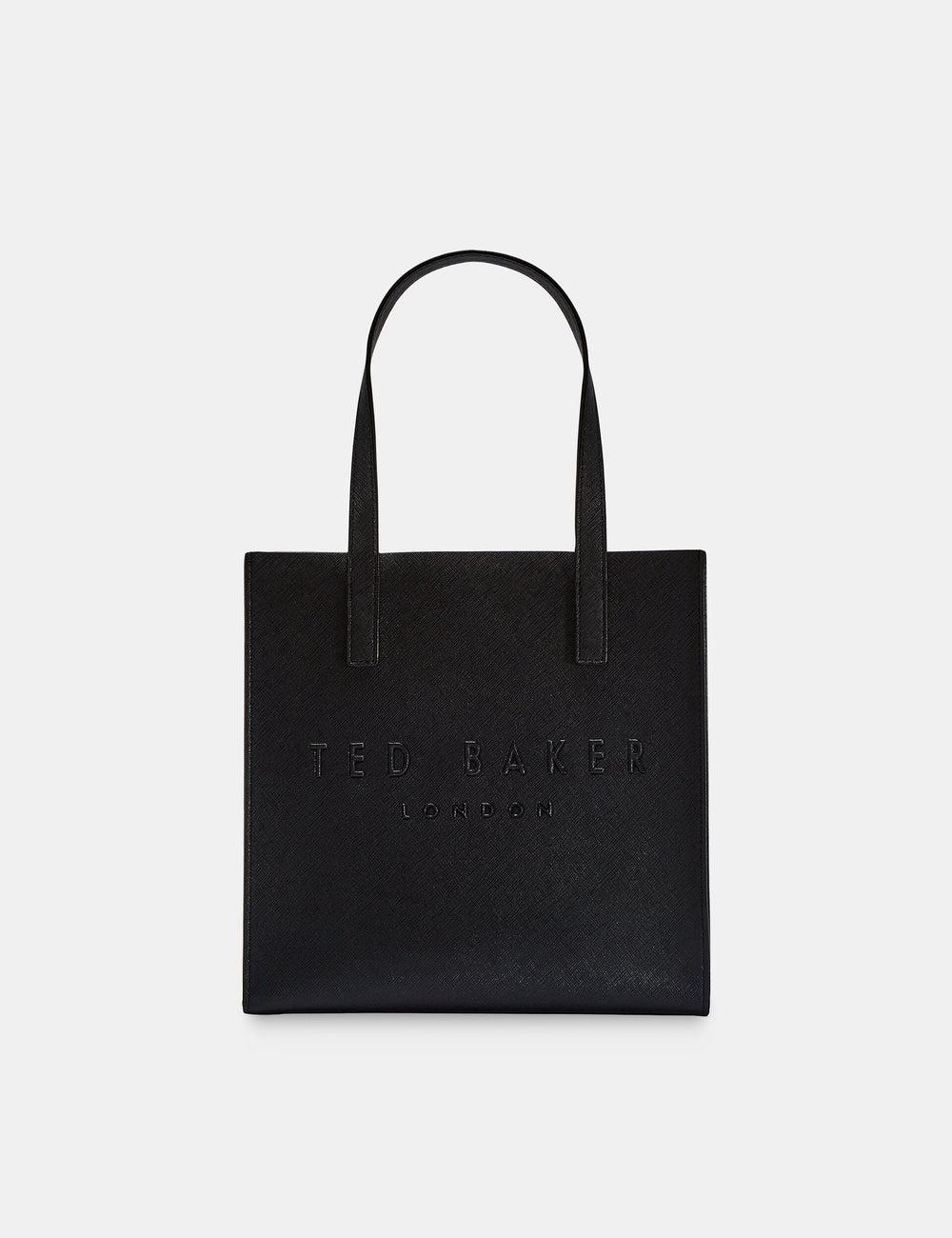 Black Ted Baker SEACON - Textured Faux Leather Small Icon Women Tote Bags | SG  1045-SZCMI