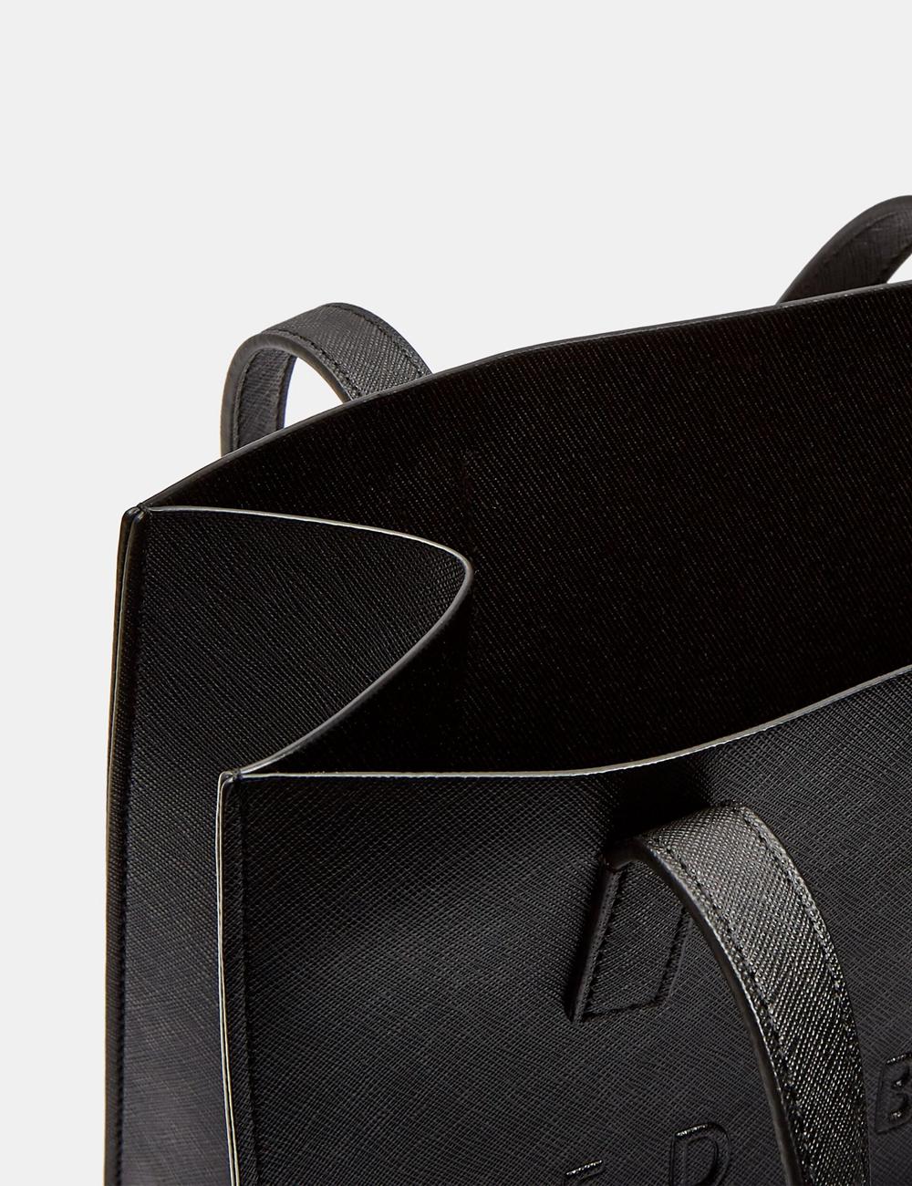 Black Ted Baker SEACON - Textured Faux Leather Small Icon Women Tote Bags | SG  1045-SZCMI
