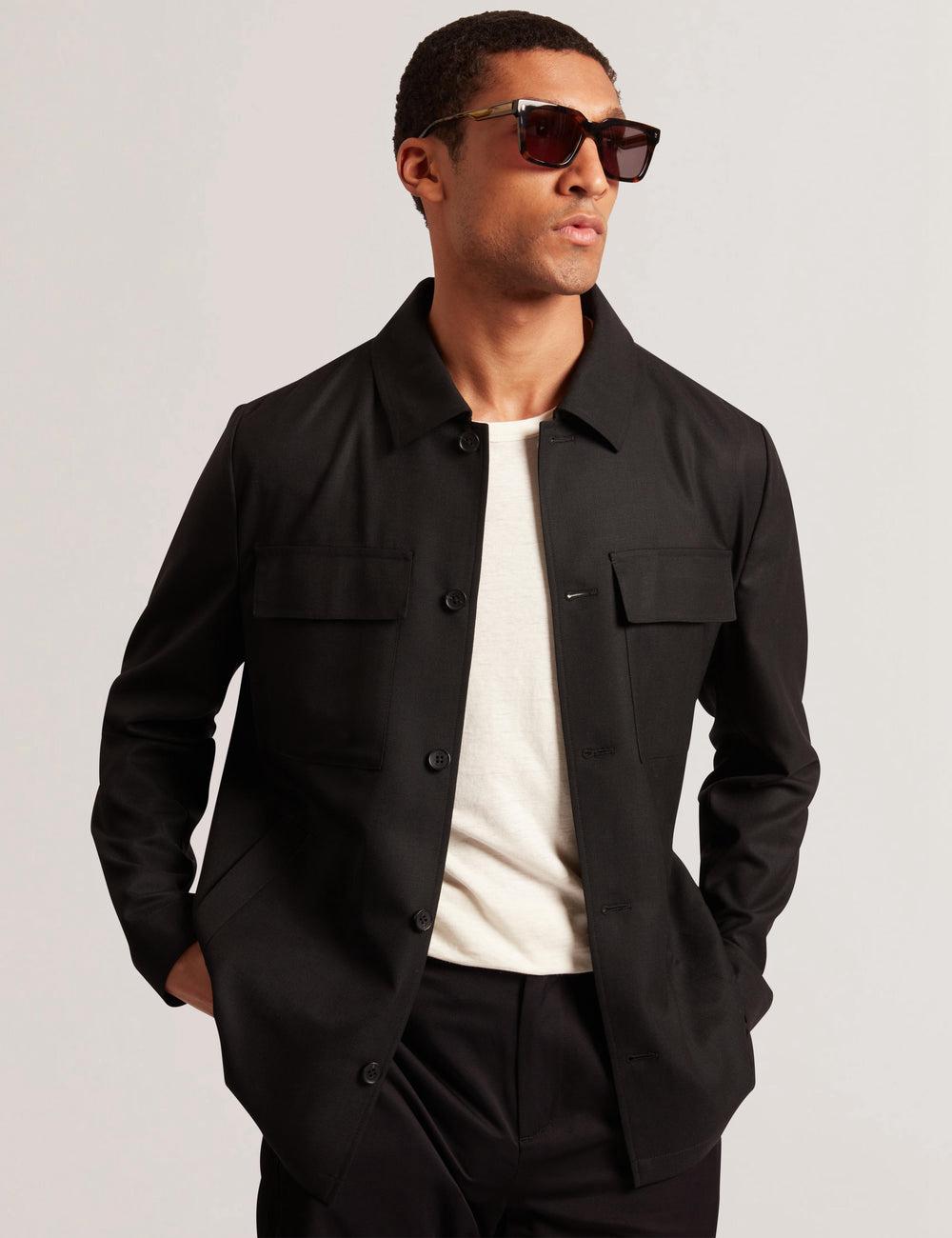 Black Ted Baker SELWYNJ - Lightweight Wool Blend Men Jackets | SG  8546-BCQMY