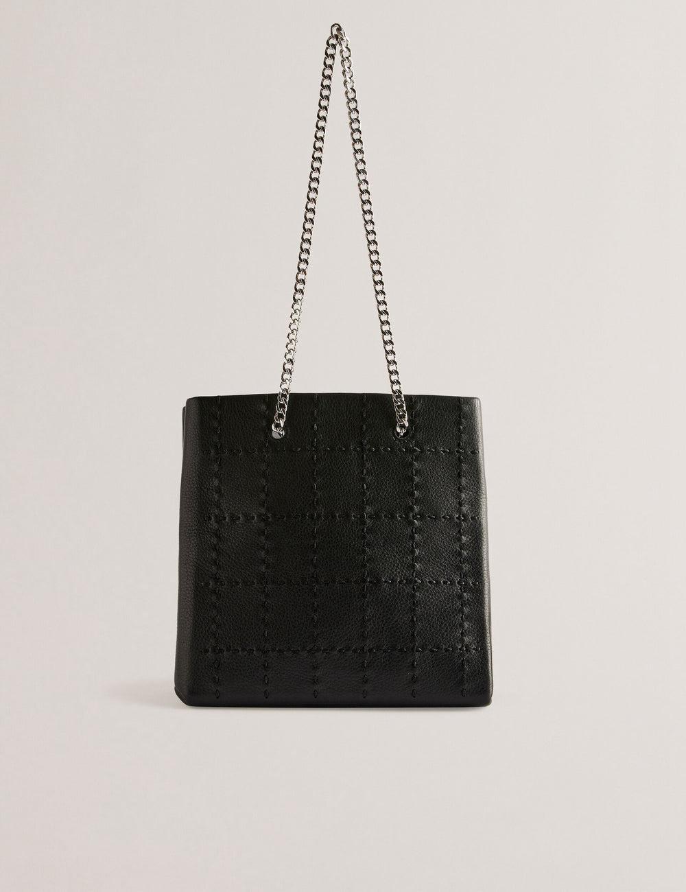 Black Ted Baker STALIA - Stitch Detail Leather Small Women Tote Bags | SG  5147-CISVR