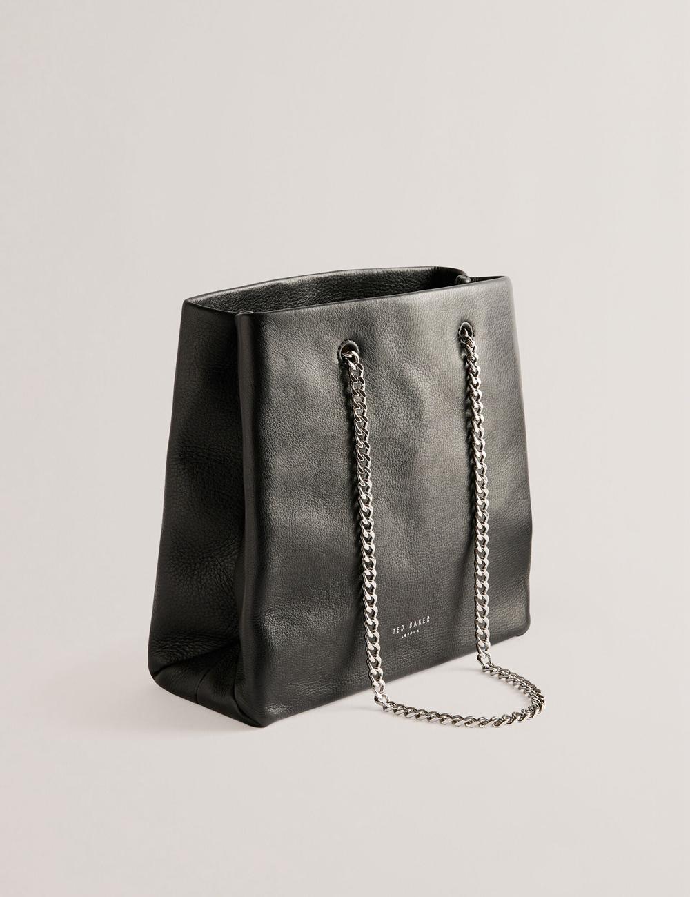 Black Ted Baker STALIA - Stitch Detail Leather Small Women Tote Bags | SG  5147-CISVR