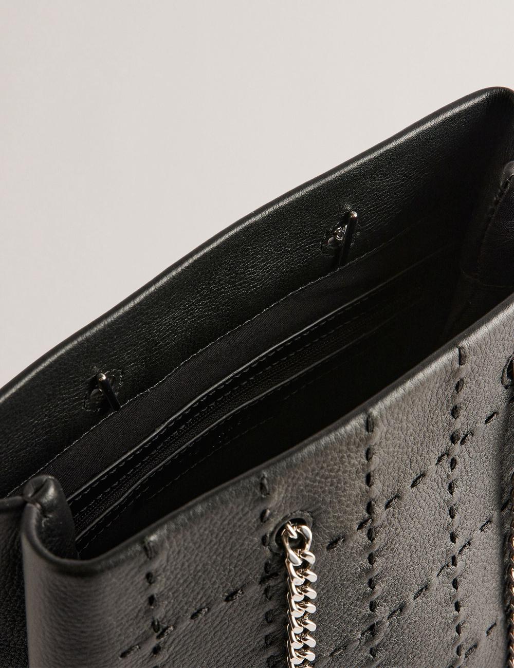 Black Ted Baker STALIA - Stitch Detail Leather Small Women Tote Bags | SG  5147-CISVR