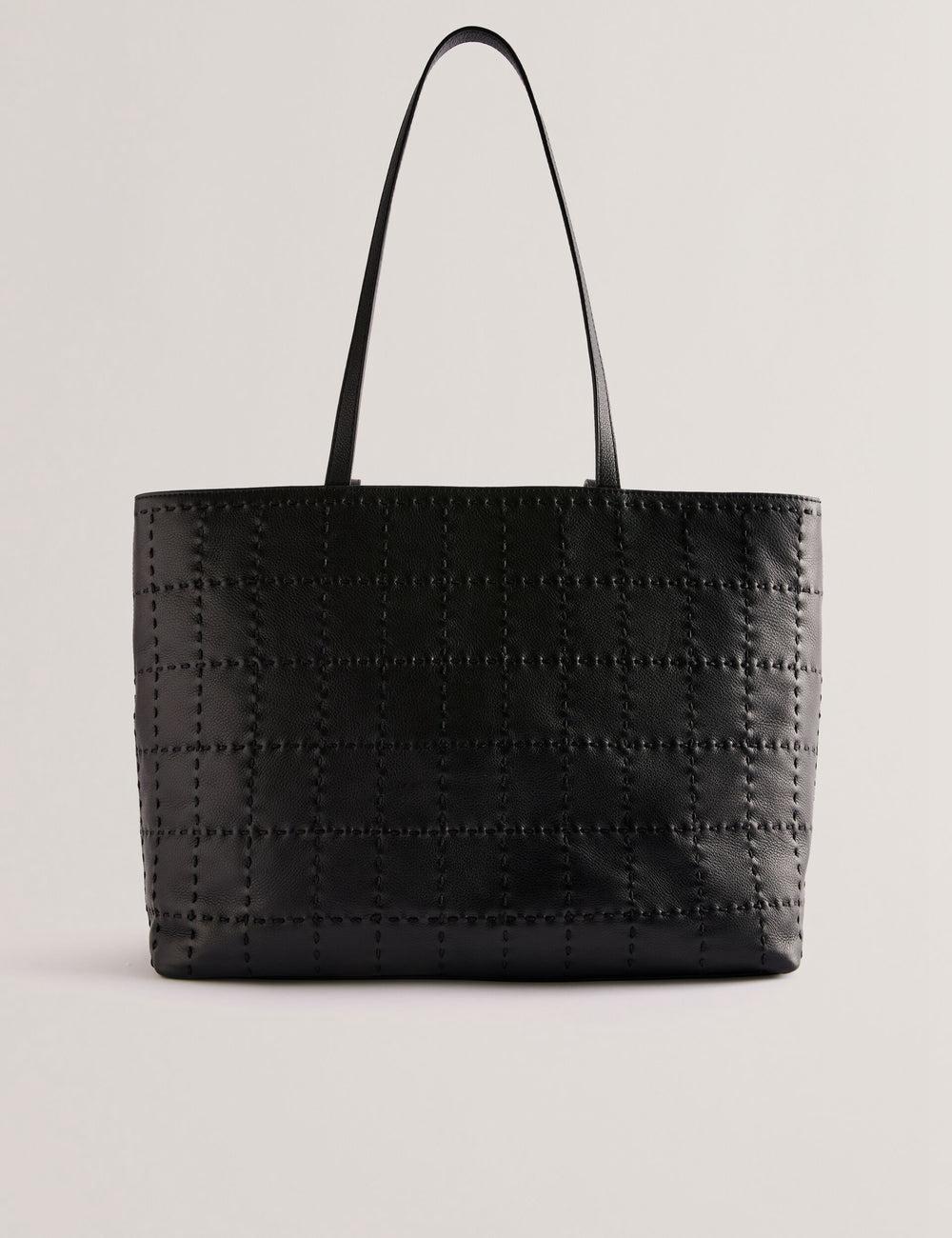 Black Ted Baker STALIE - Stitch Detail Leather Large Shopper Women Shopper Bags | SG  9542-ZRODI