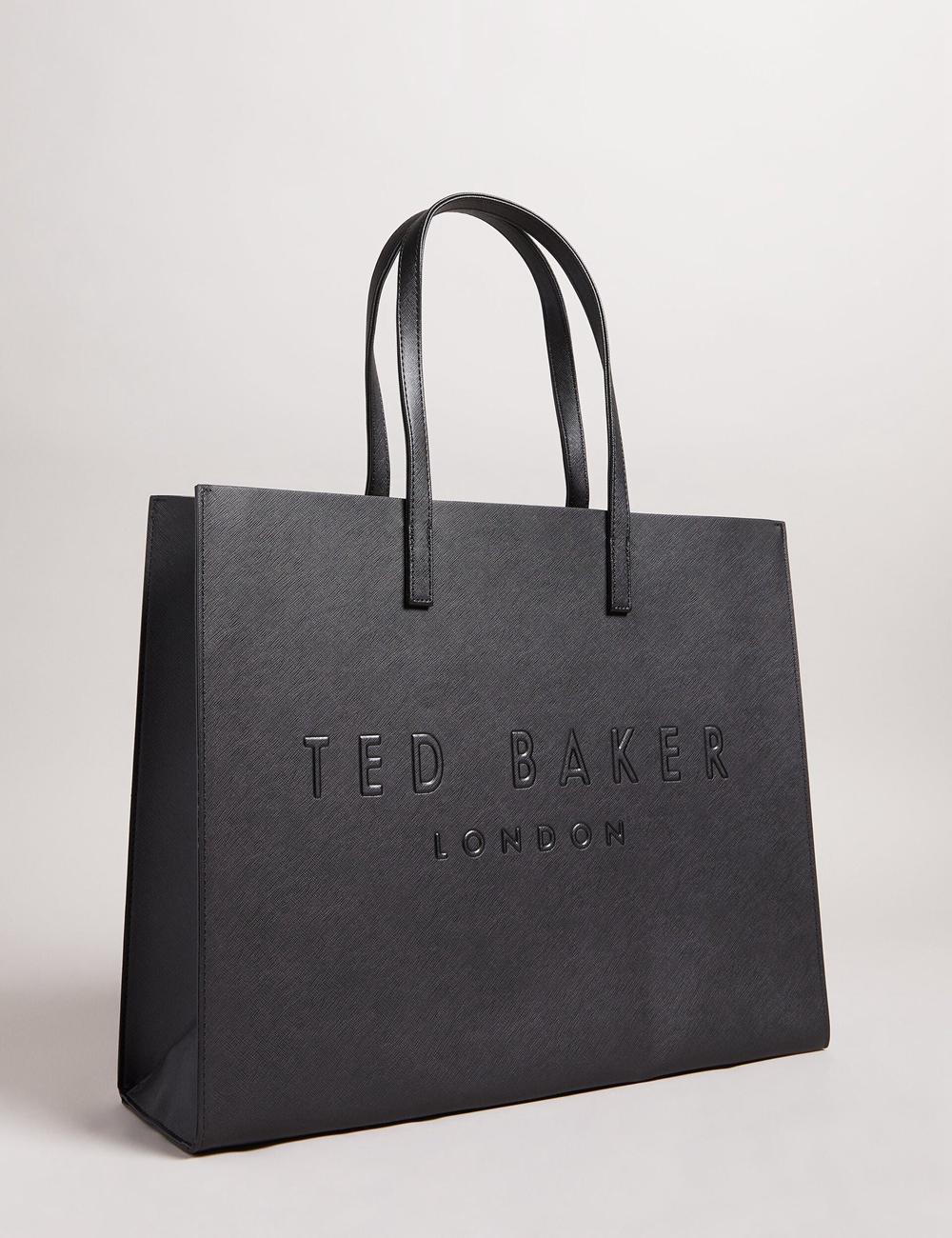 Black Ted Baker SUKICON - Textured Faux Leather Icon Women Tote Bags | SG  0946-LQDVW